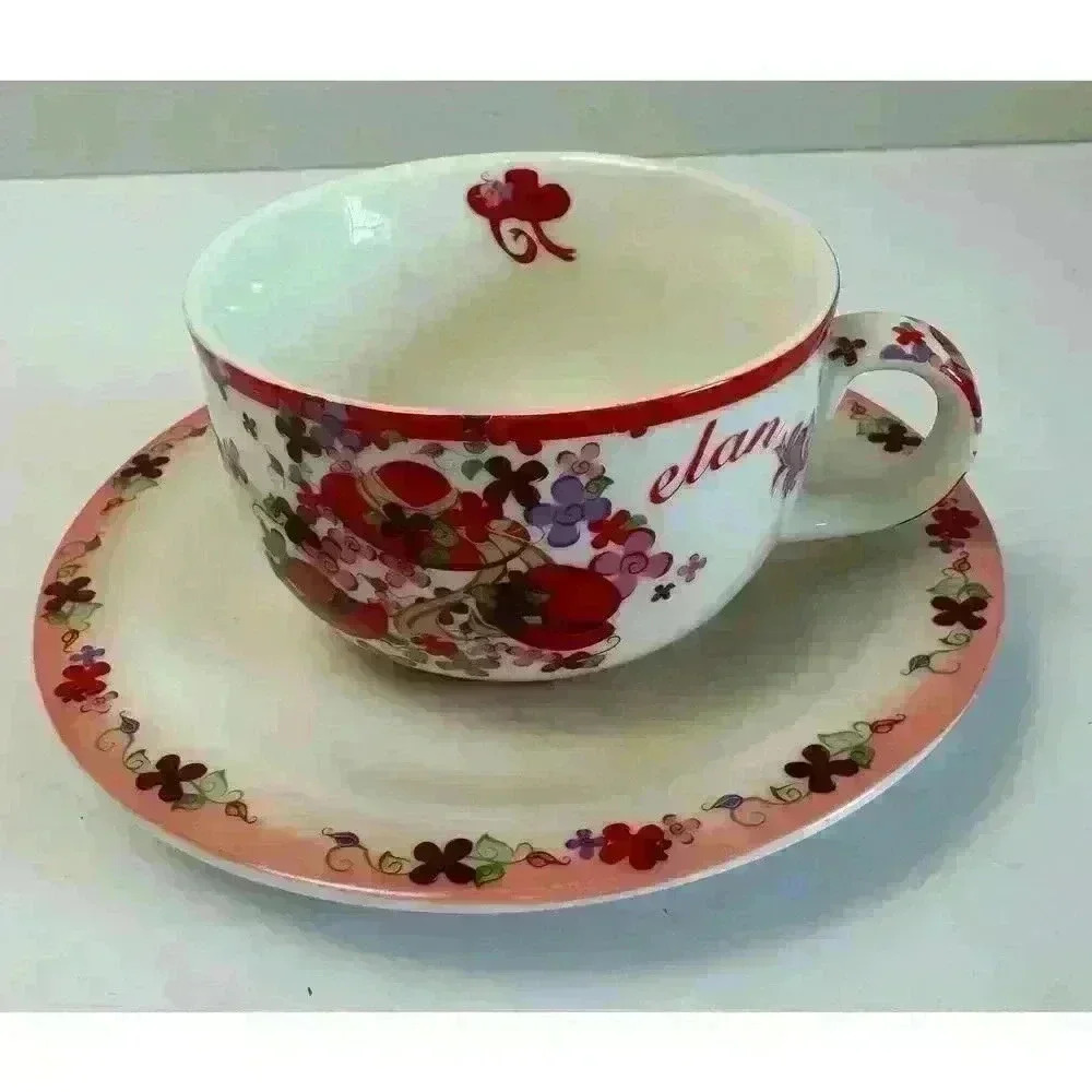 2004 PAUL CARDEW TEA FOR ONE PINK CHINTZ RED HAT SOCIETY CUP & SAUCER - Picture 2 of 10